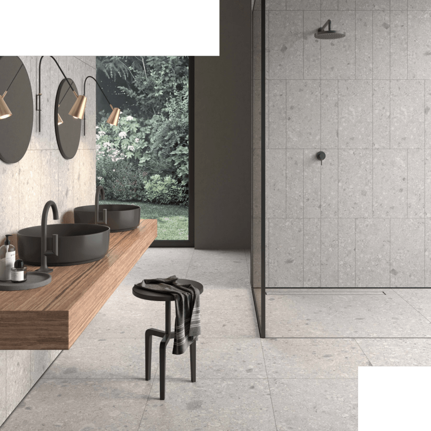 Tyles carrelages céramique salle de bain moderne sol mur gris clair