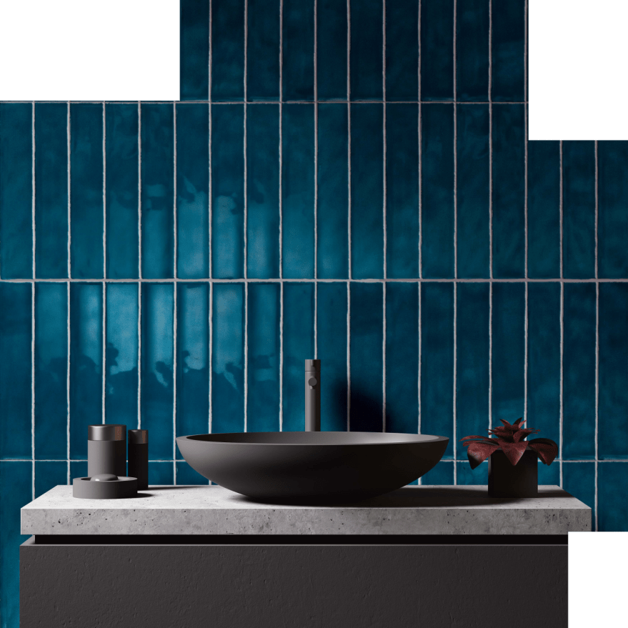 Tyles carrelages céramique salle de bain mur mosaïque bleu